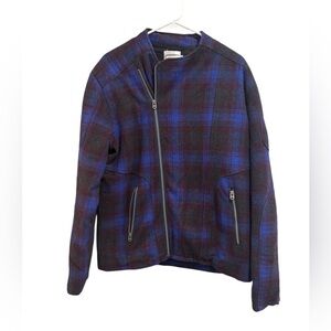 Shades of  Glory by Micah Cohen Moto Peacoat Coat Jacket Wool Blend Tweed Large